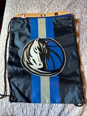 NBA Dallas Mavericks Black and Blue Drawstring Backpack